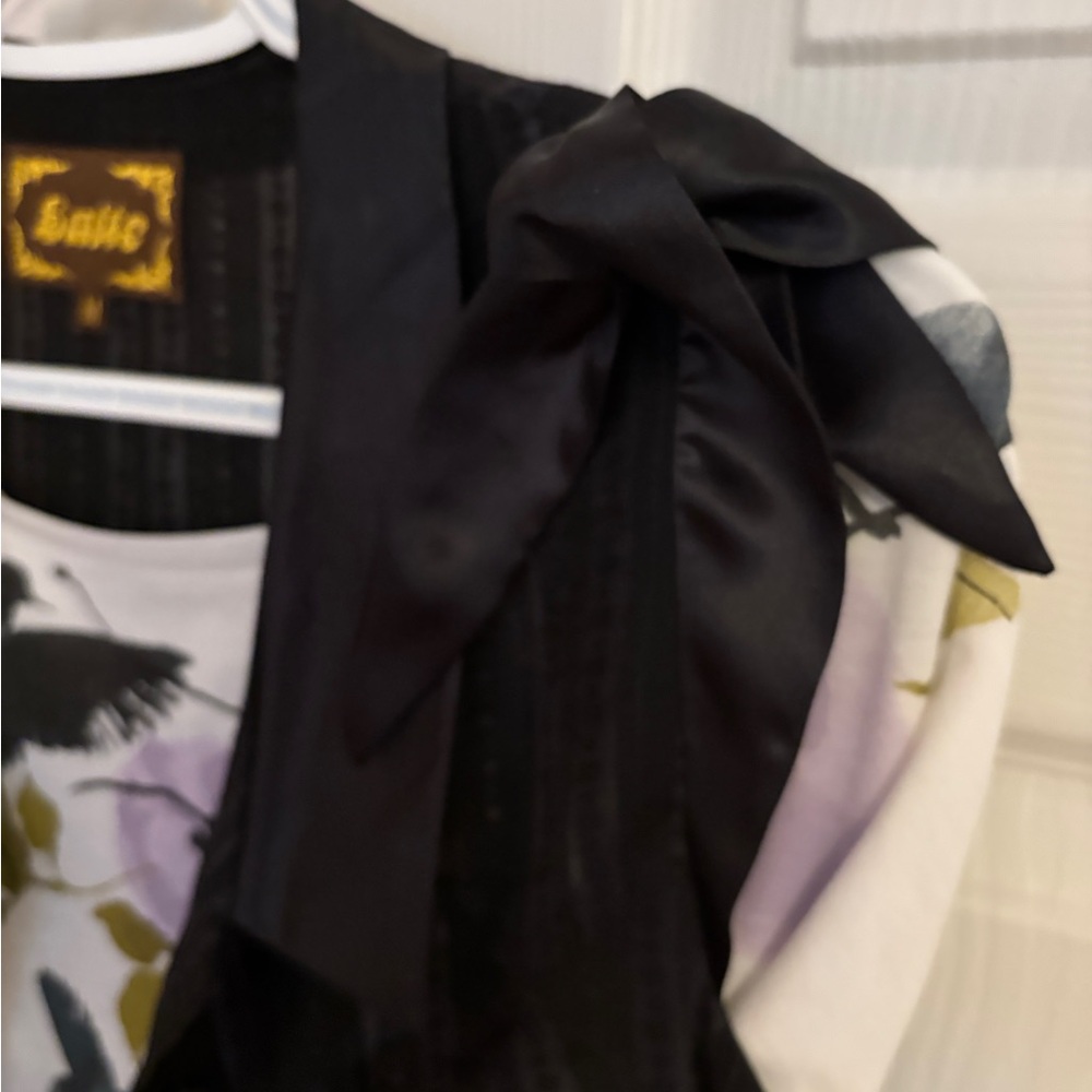 Satin Black Bow Detail Top
